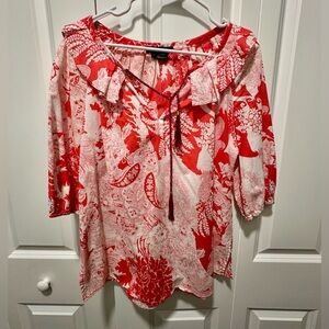 Etcetera Red and White Floral Blouse